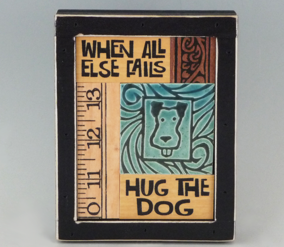 Ceramic Tiles -Plaque "Hug the Dog"